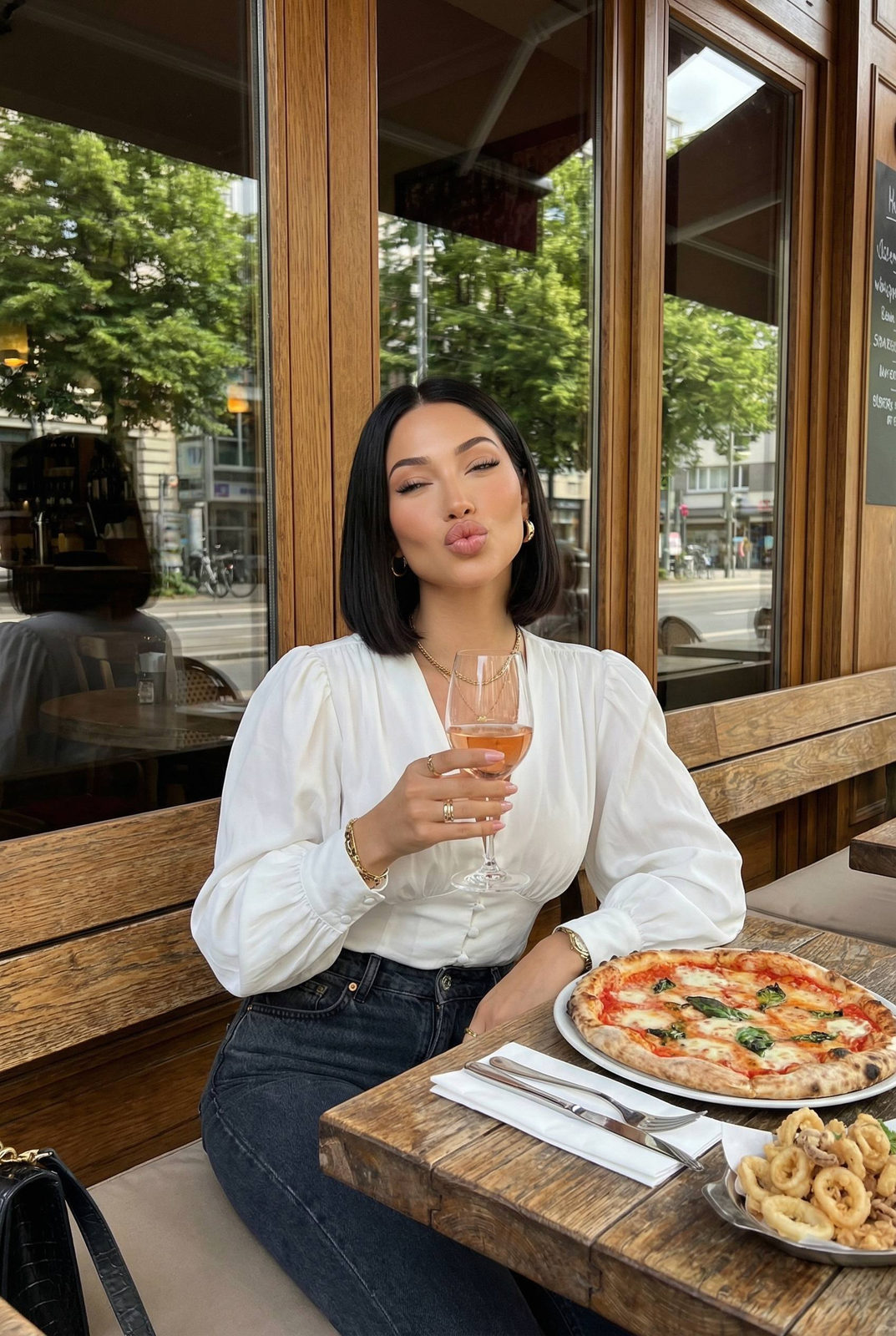 Stylish Woman Outdoor Cafe Lifestyle