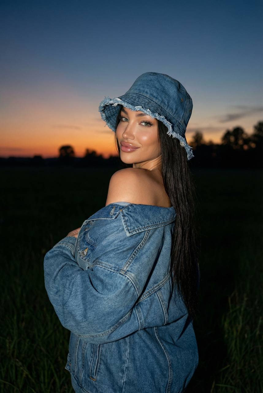 Dusk Denim Portrait with Flash