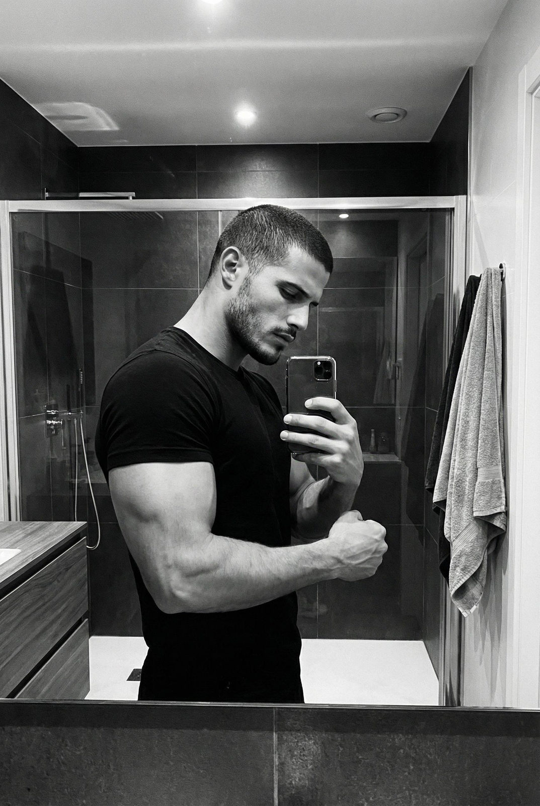 Muscular Man Bathroom Mirror Selfie