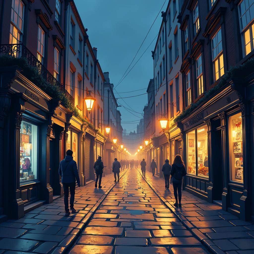 London Nightscape With Fantasy Manga Elegance