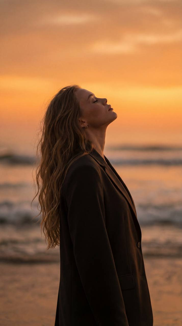 Soulful Sunset Silhouette by the Sea
