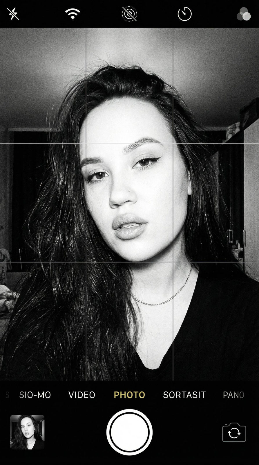 B&W Y2K Camera Selfie Portrait
