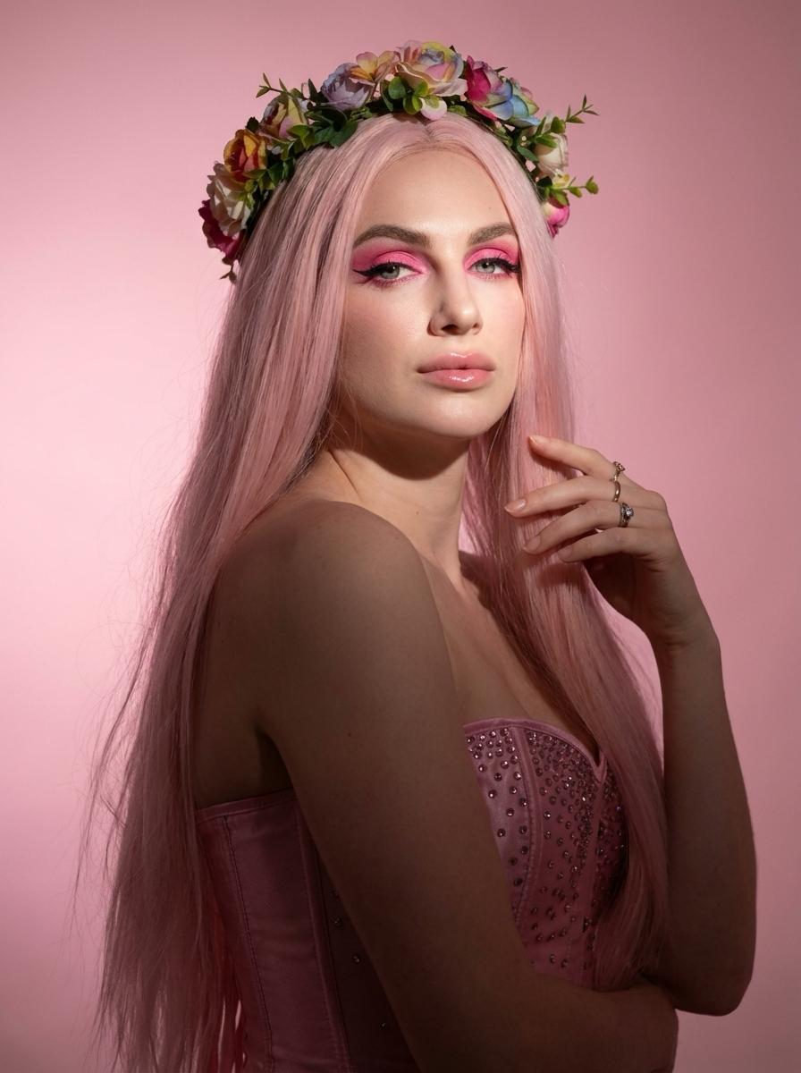 Pink Wig Flower Crown Fantasy