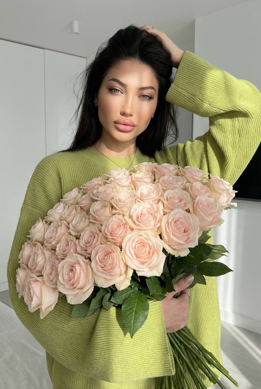 Lime Sweater Rose Portrait