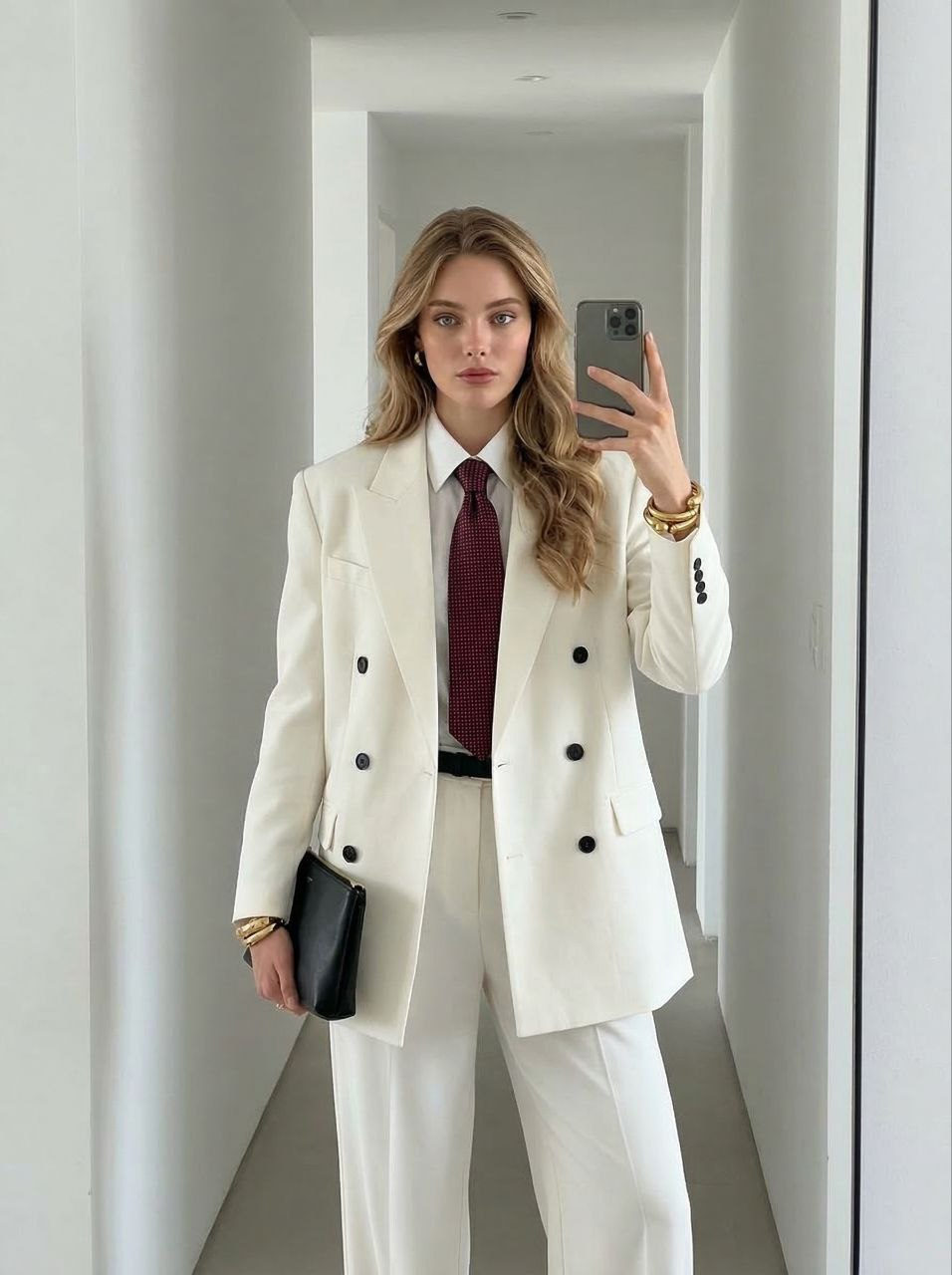 White Blazer Mirror Selfie