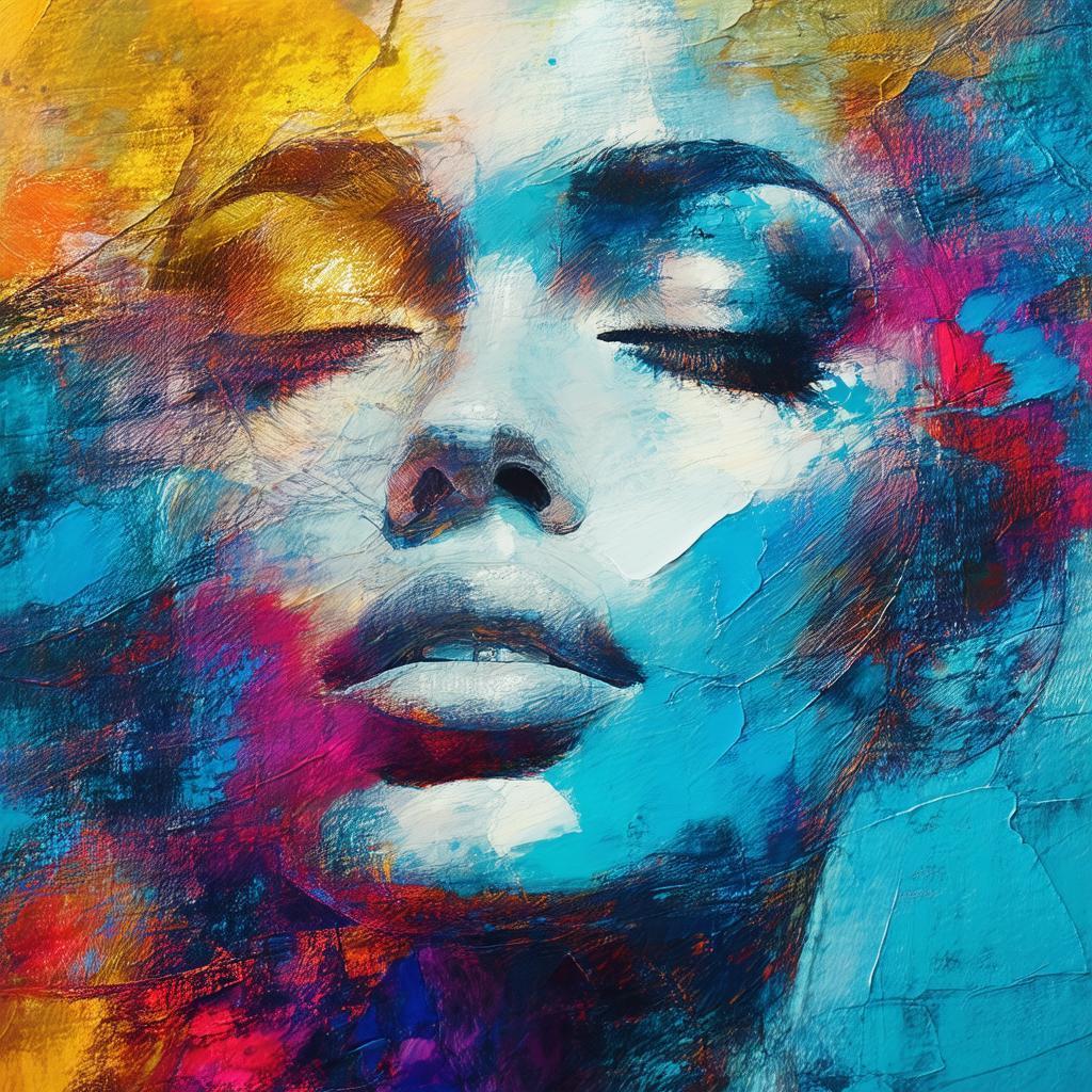 Stunning Fresco Face in Vibrant Brushstrokes