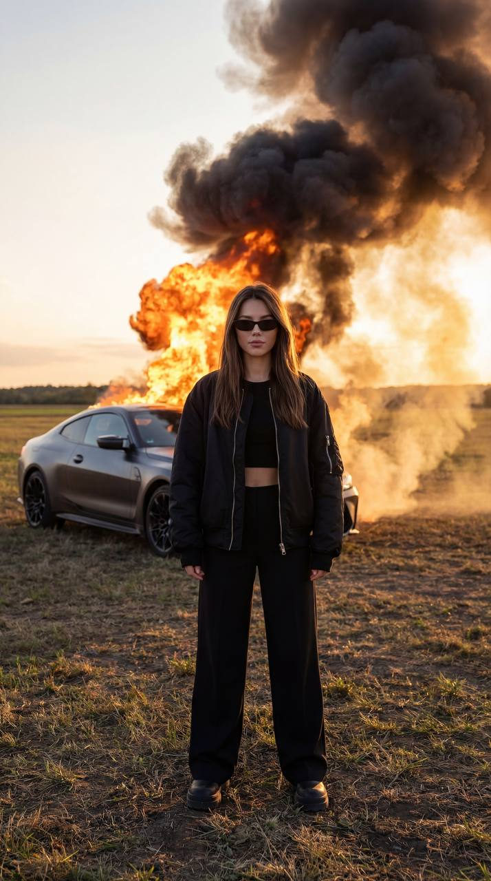 Sunset Explosion with BMW