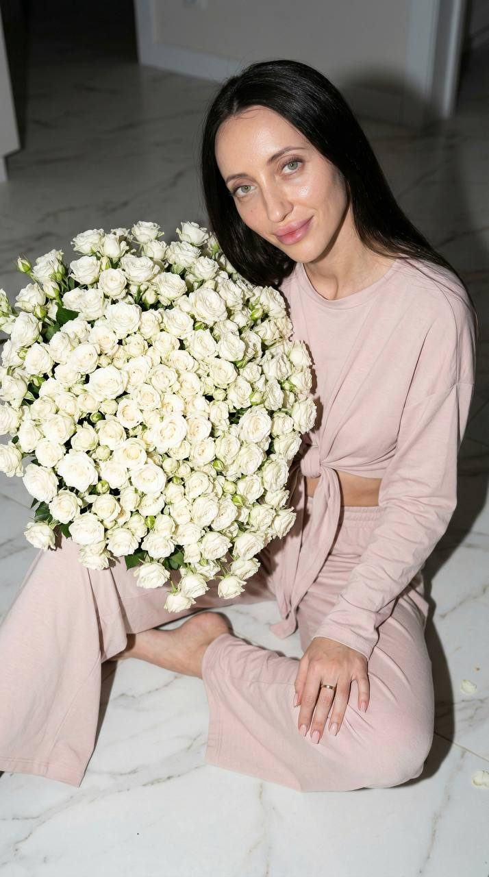 Girl With White Roses Home Portrait