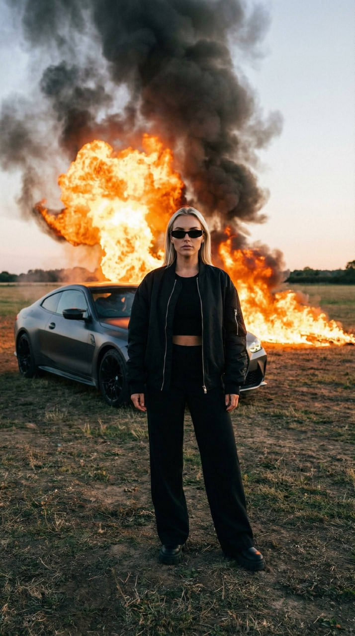 Cinematic BMW Explosion at Sunset