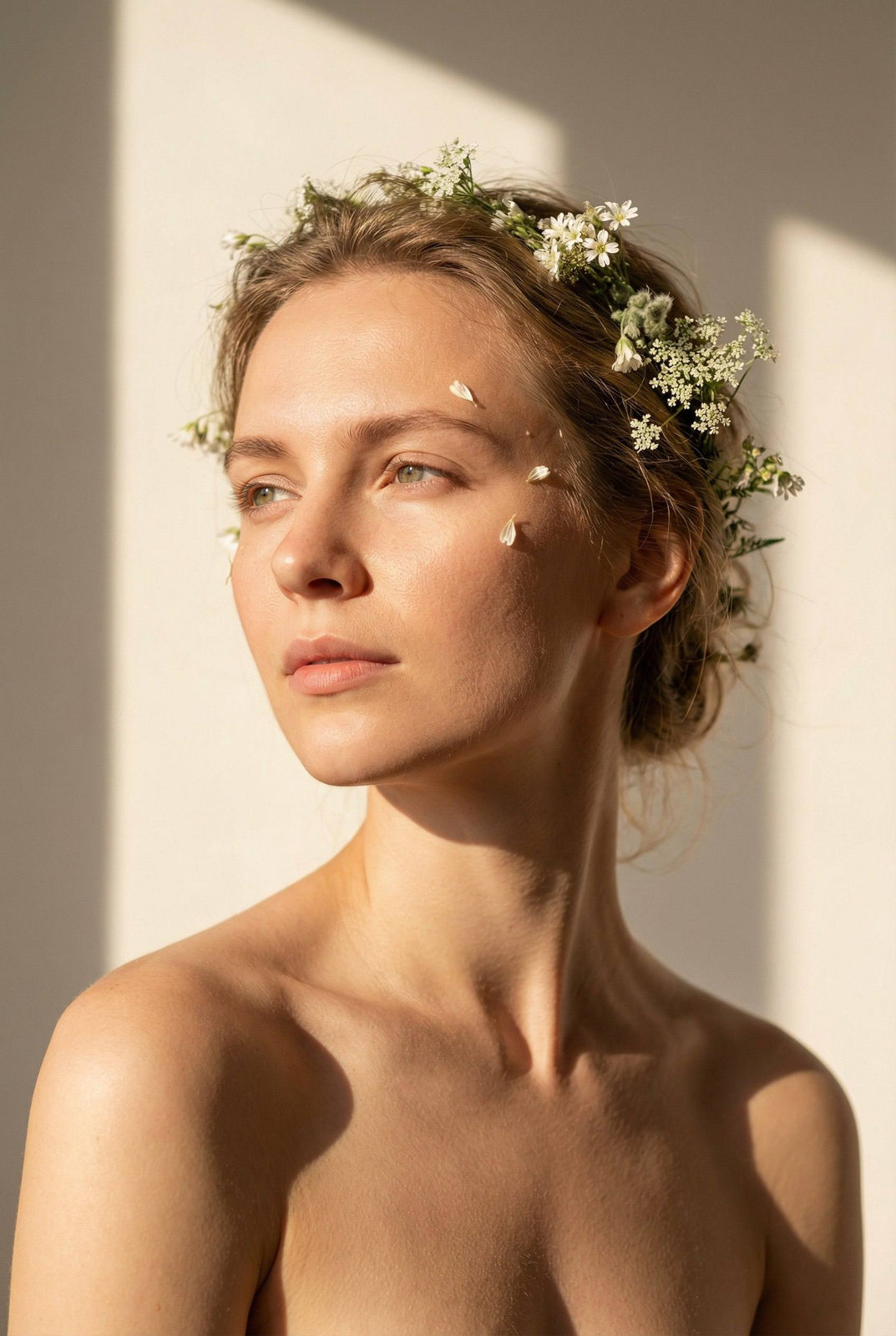 Golden Light Floral Beauty Portrait