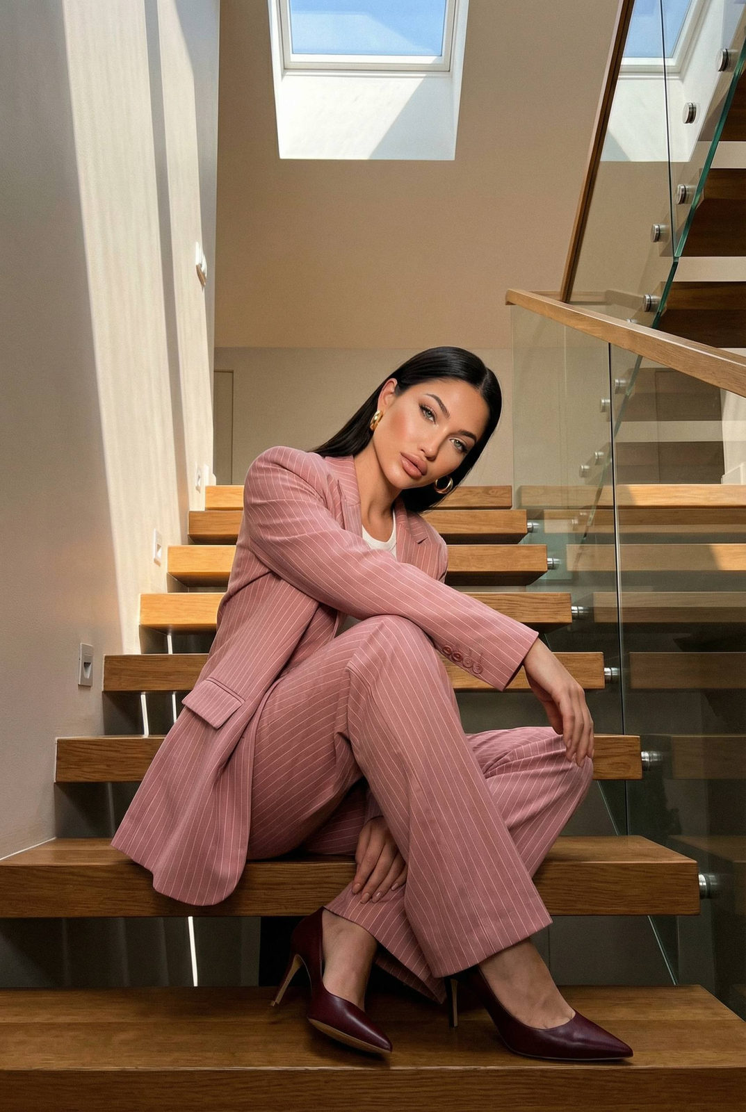 Luxury Staircase Fashion Editorial Portrait