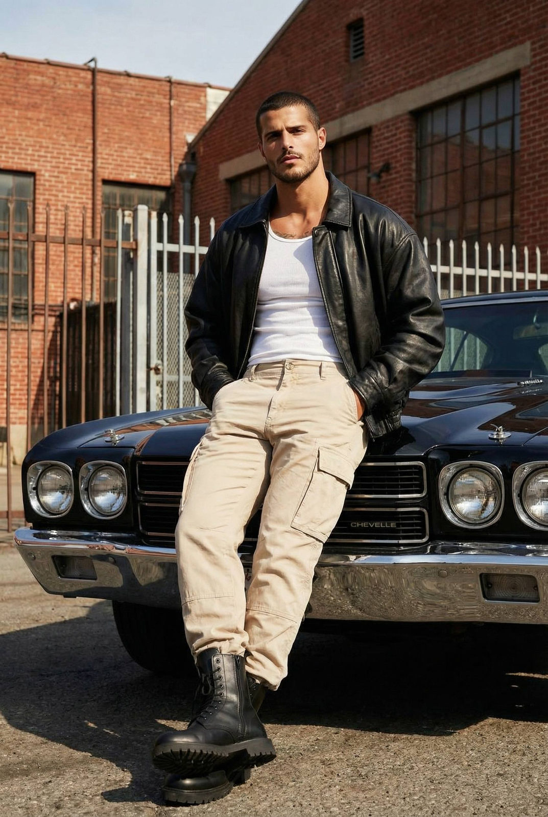Vintage Muscle Car Street Fashion Editorial