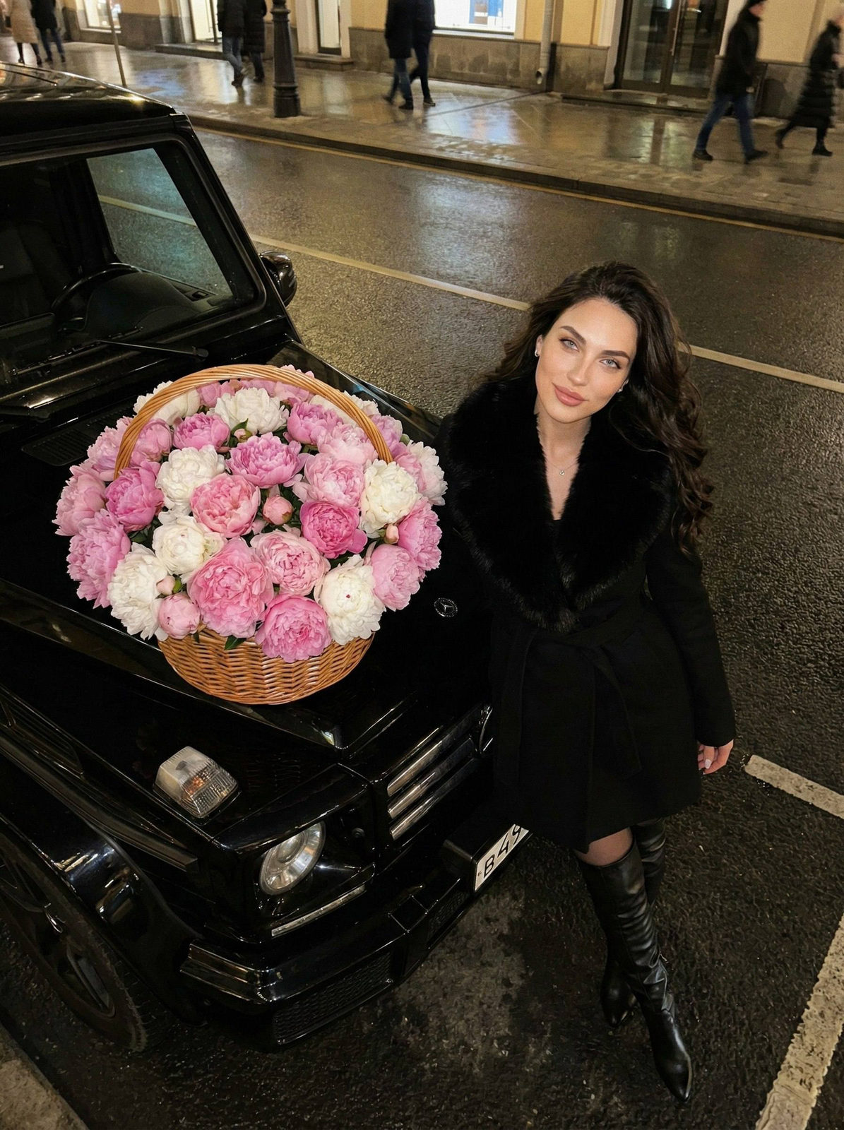 Winter Peonies Luxury Mercedes Night