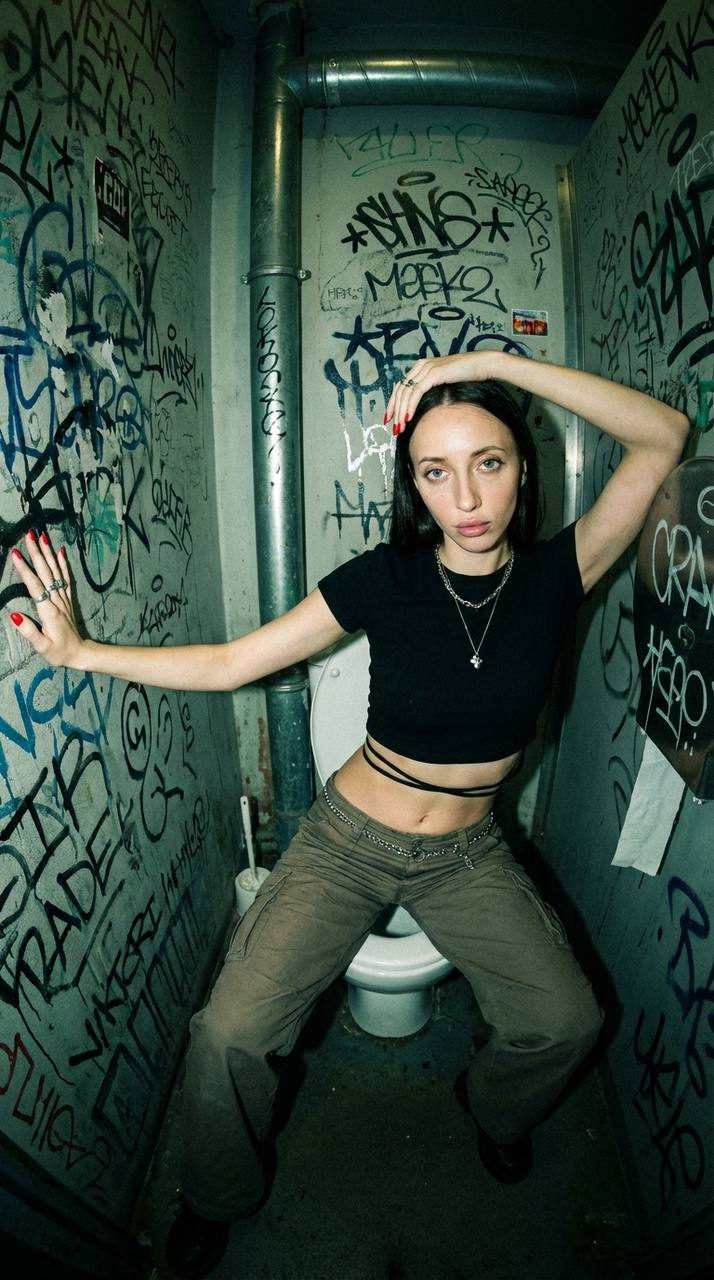 Graffiti Restroom Flash Portrait