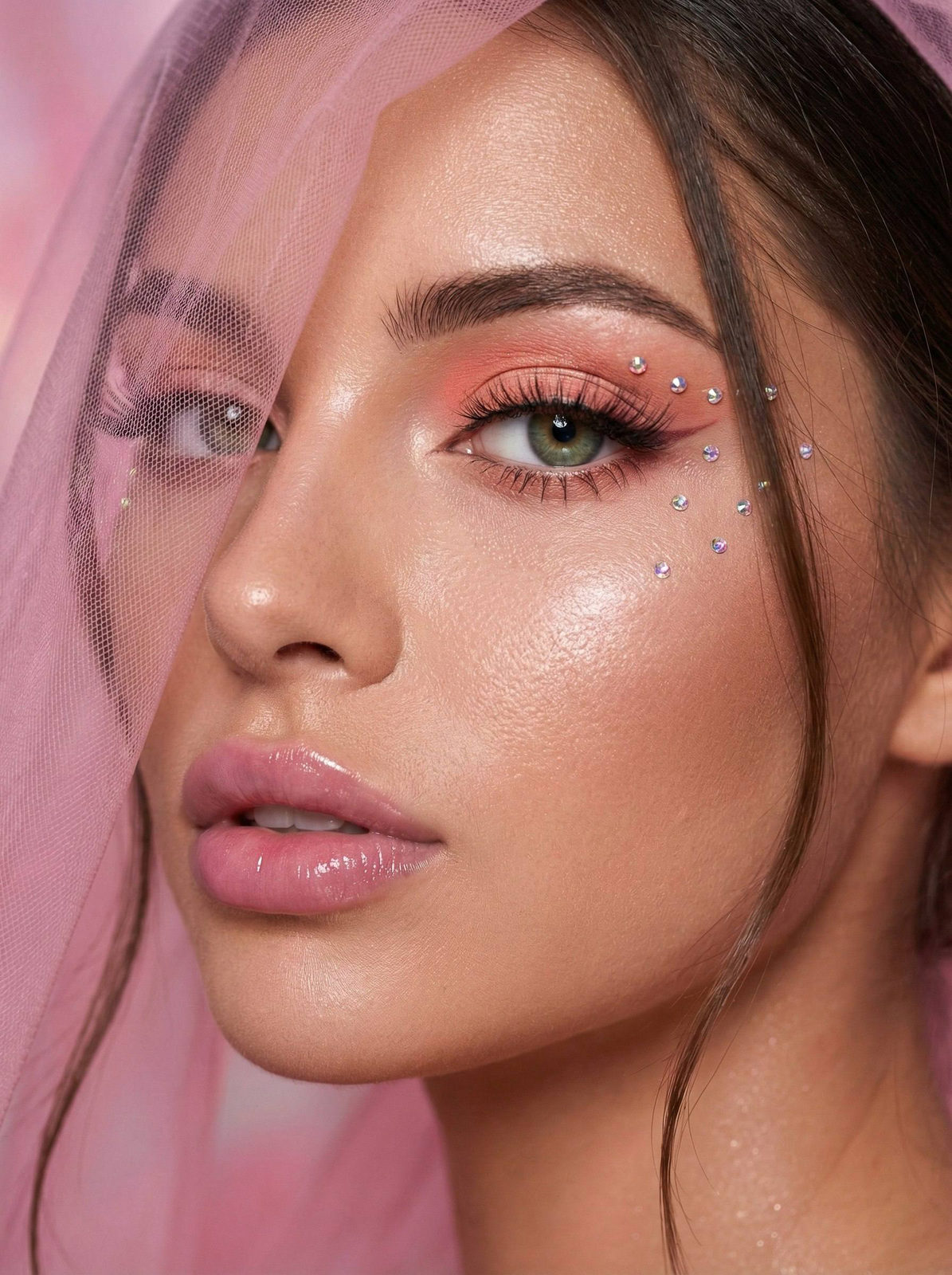 Dreamy Pink Veil Portrait