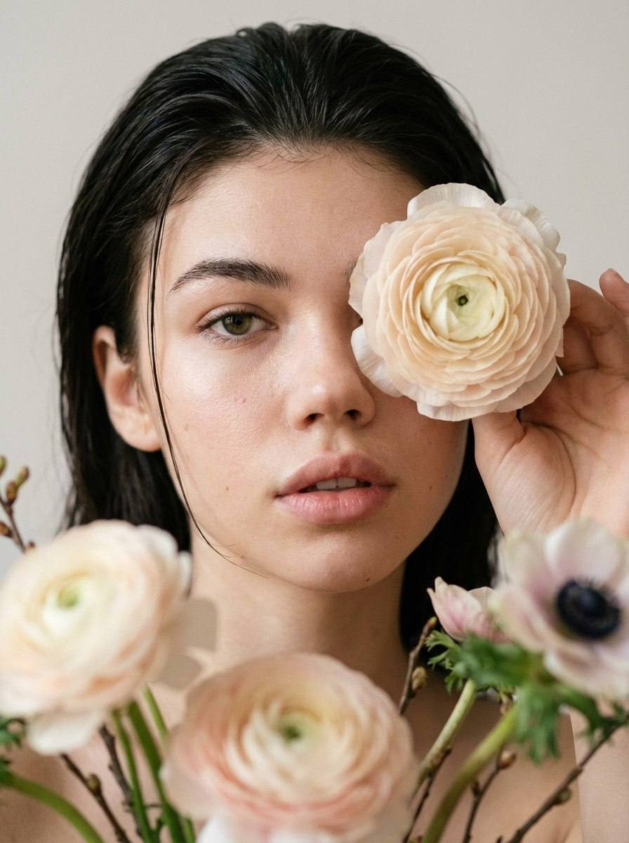 Cream Flower Portrait Realism