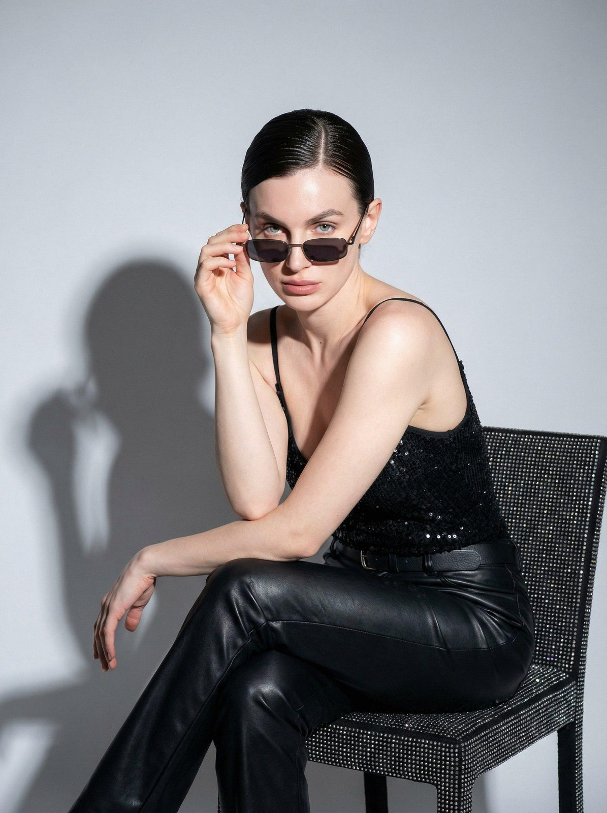 Edgy Rhinestone Chair Studio Portrait