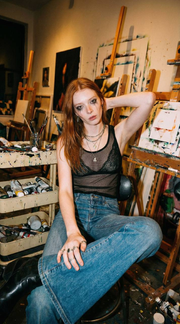 Vintage Flash Portrait In Studio