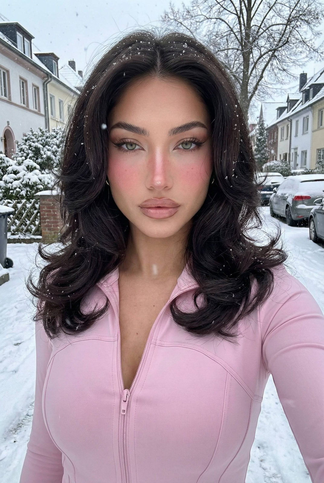 Pink Winter Snow Selfie Glow