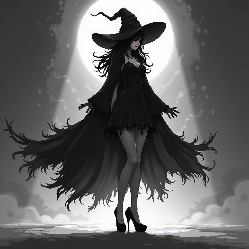Dark Witch in High Heels Pixel Art