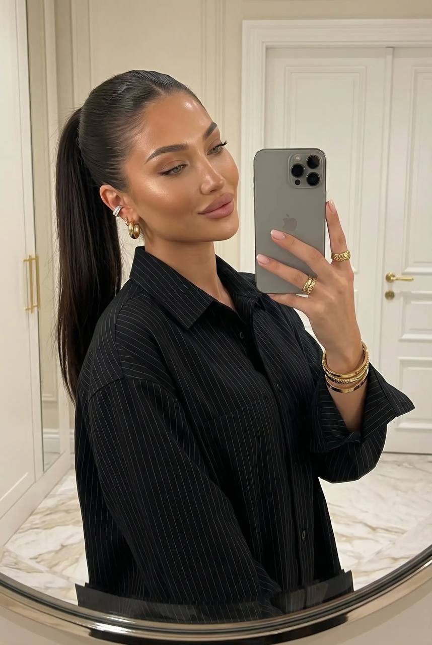 Glamorous Mirror Selfie Fashion Portrait