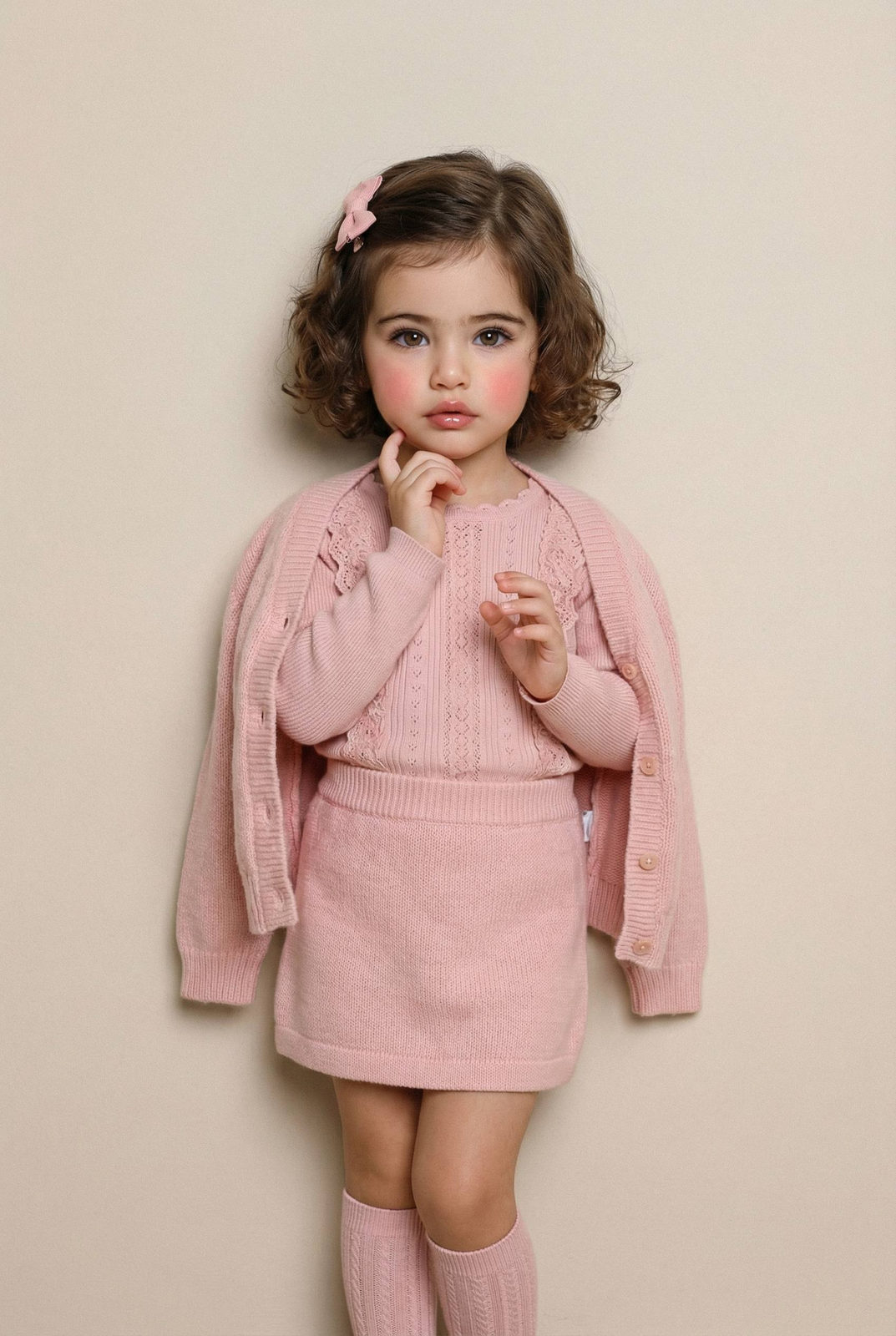 Pastel Pink Knit Fashion Portrait