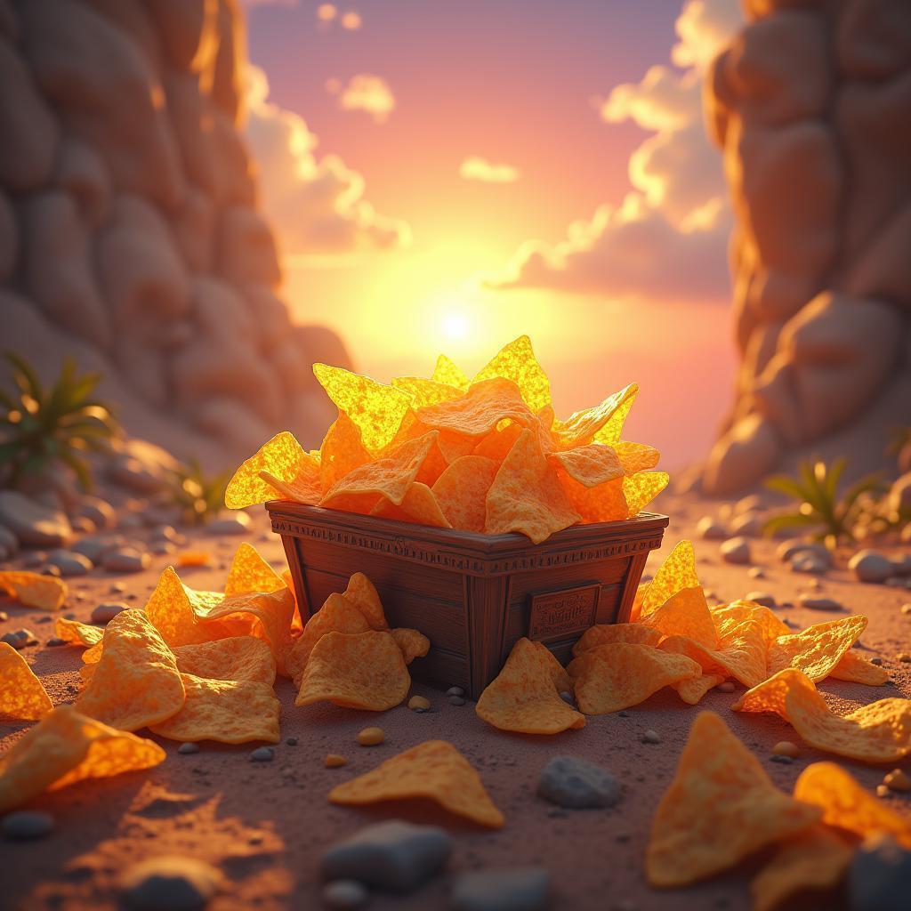 Fantasy Tortilla Chip Treasure in Anime Glow
