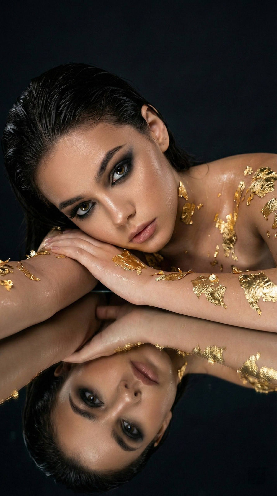 Gold Leaf Mirror Fashion Editorial