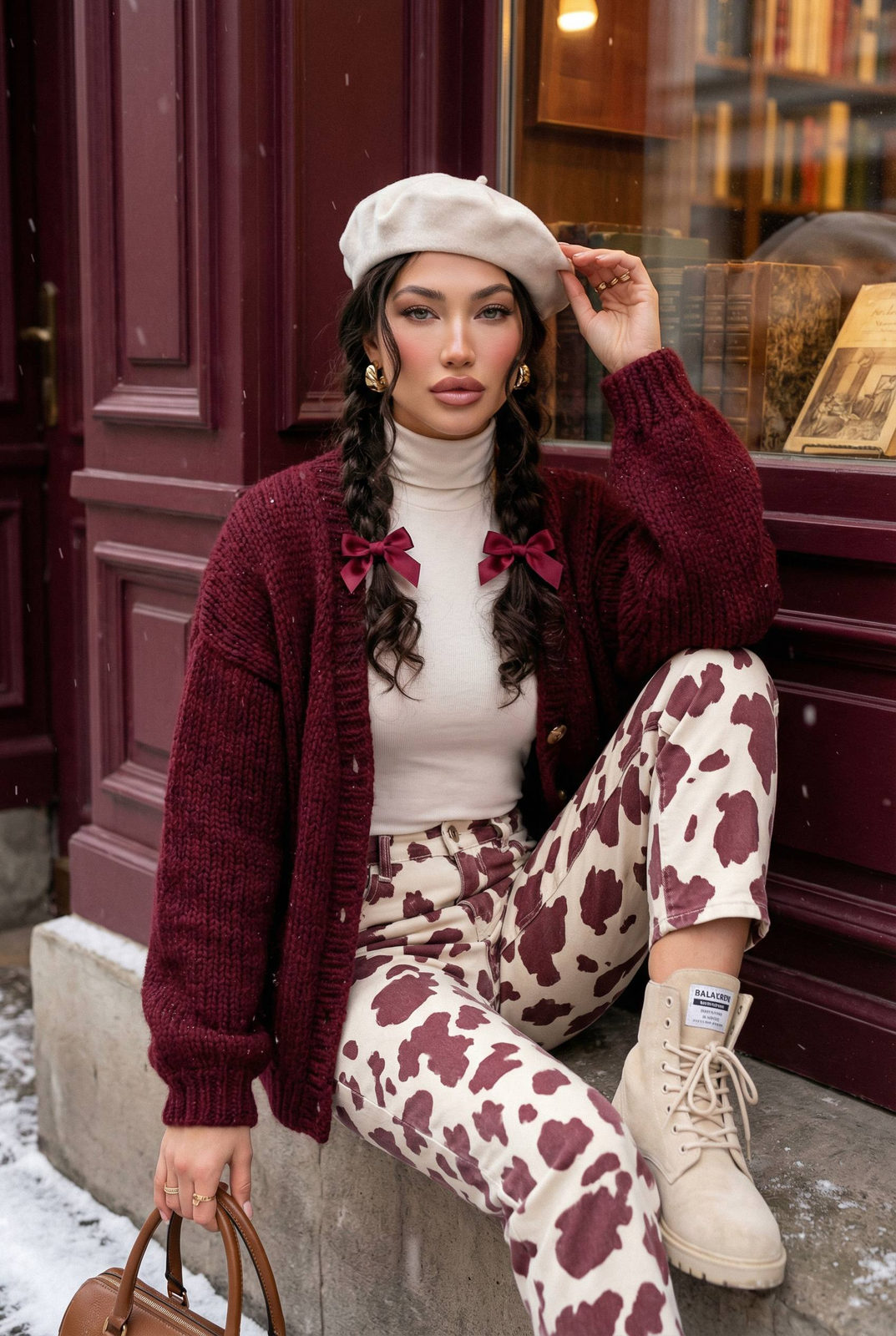 Vintage Bookstore Winter Portrait