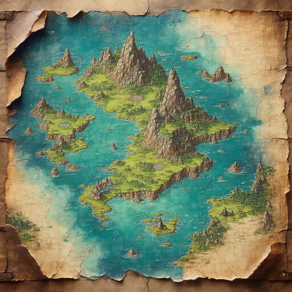 Torn Fantasy Map on Aged Ghibli Leather