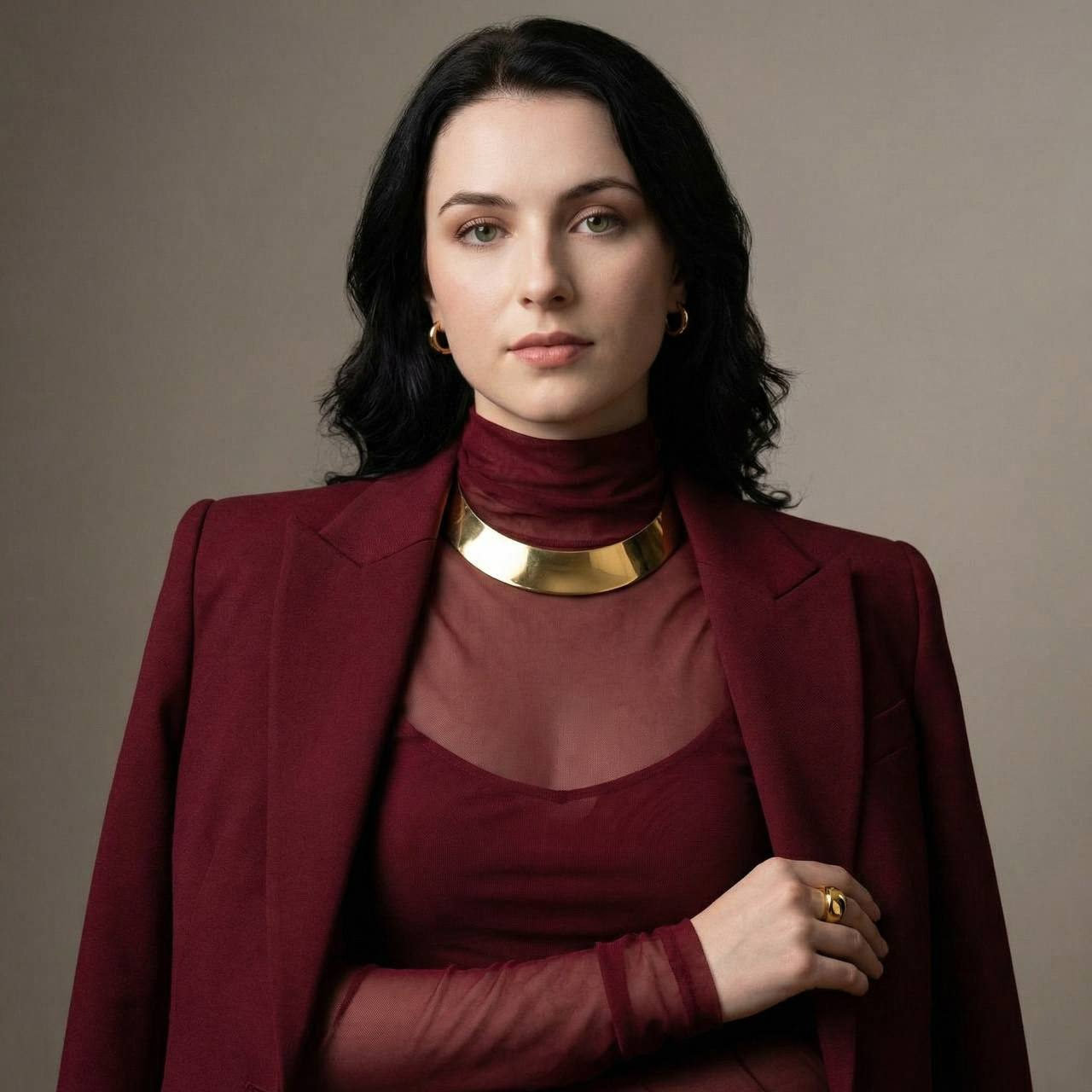 Burgundy Power Glamour Portrait