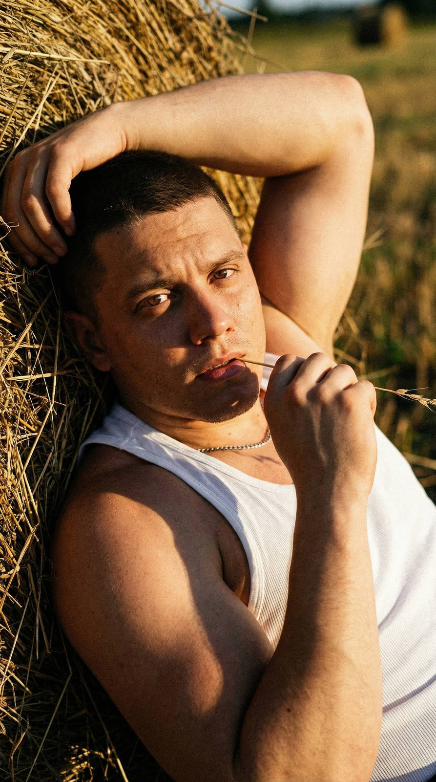 Golden Hour Hayfield Portrait