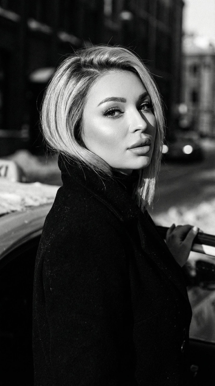 Cinematic Winter Street Noir Portrait