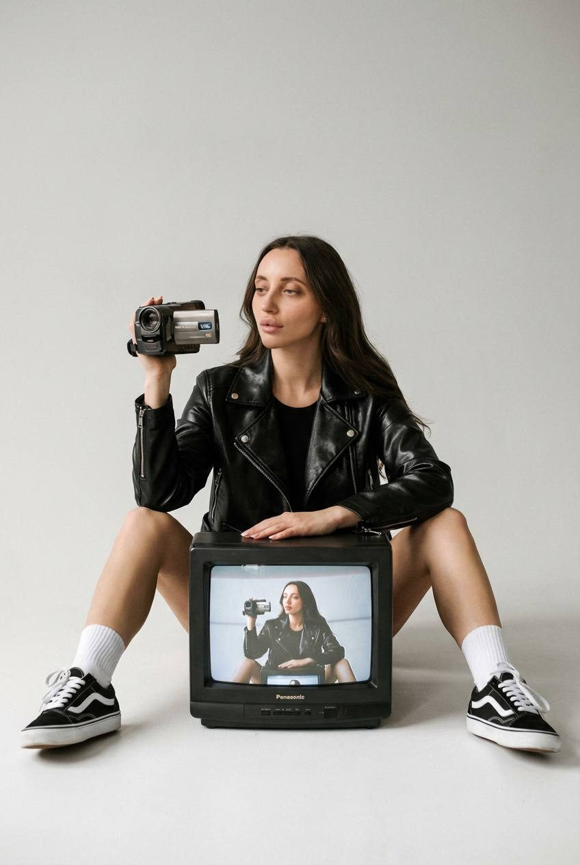 Retro Leather Jacket Studio Portrait