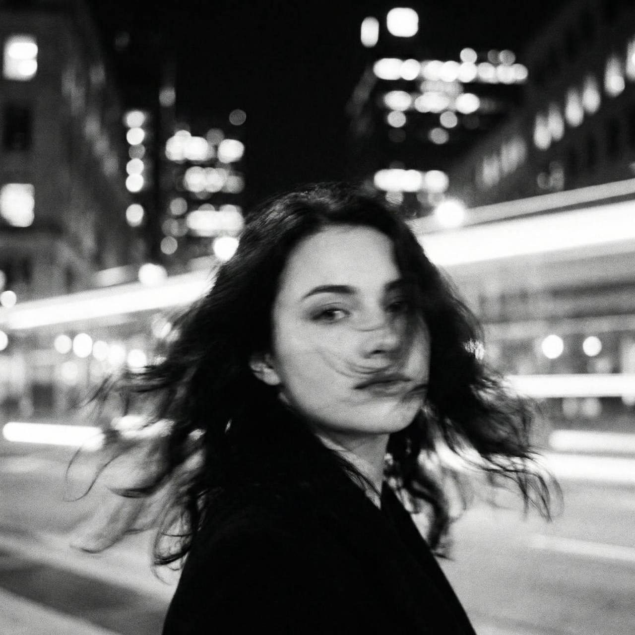 Ethereal Night City Motion Blur Portrait