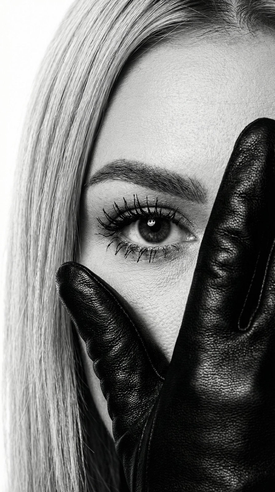 Masked Eye in Black Leather Glove