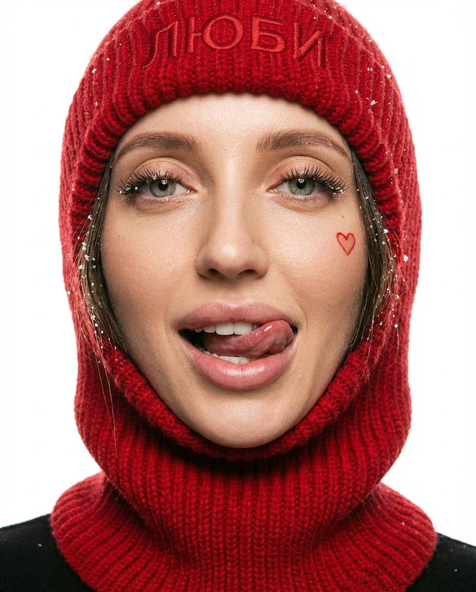 Red Balaclava Fashion Portrait