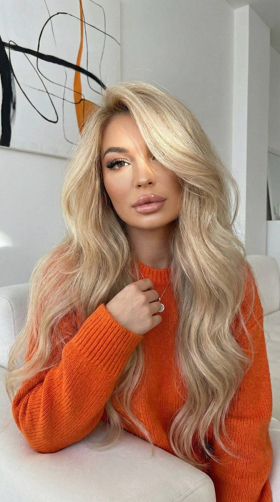 Orange Sweater Girl Window Portrait