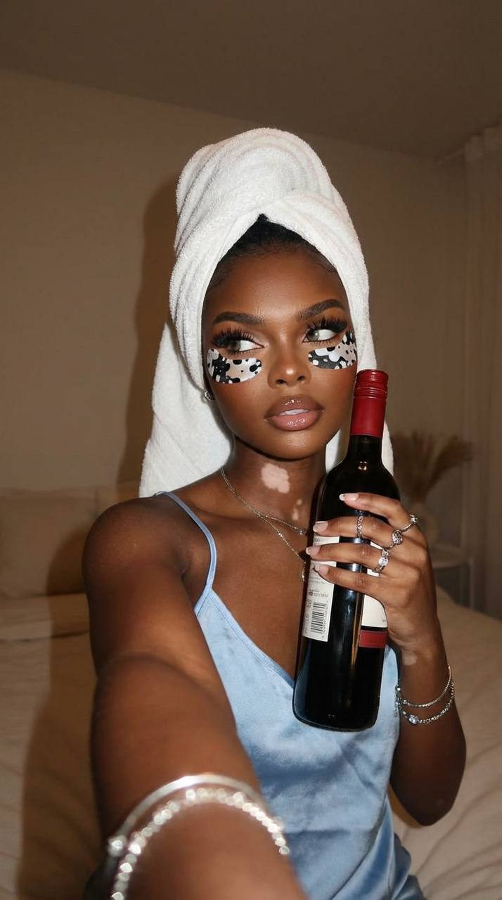 Towel Head Girl Wine Selfie Vibe