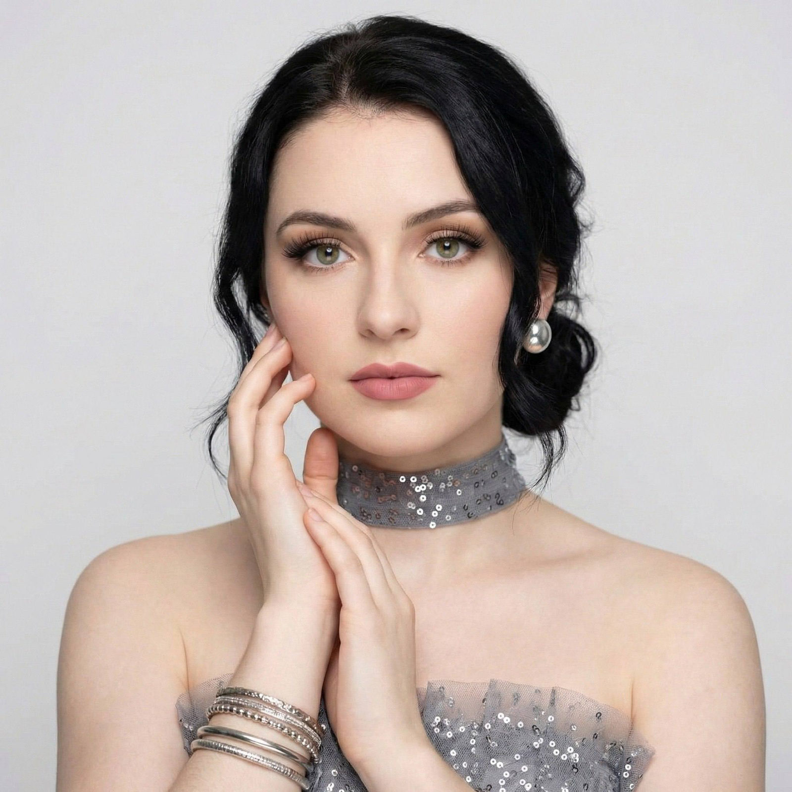 Silver Tulle Studio Portrait