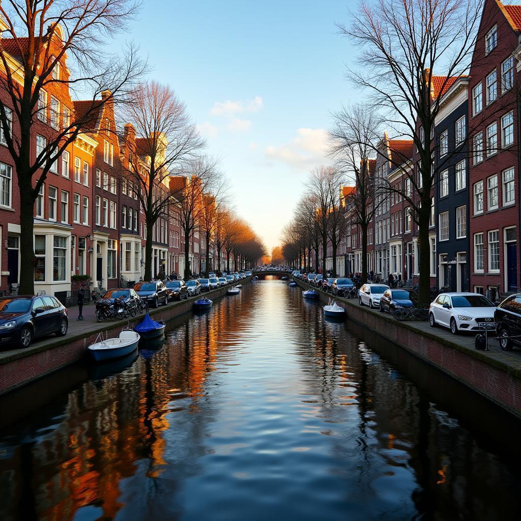 Amsterdam Canal Reflections at Golden Hour