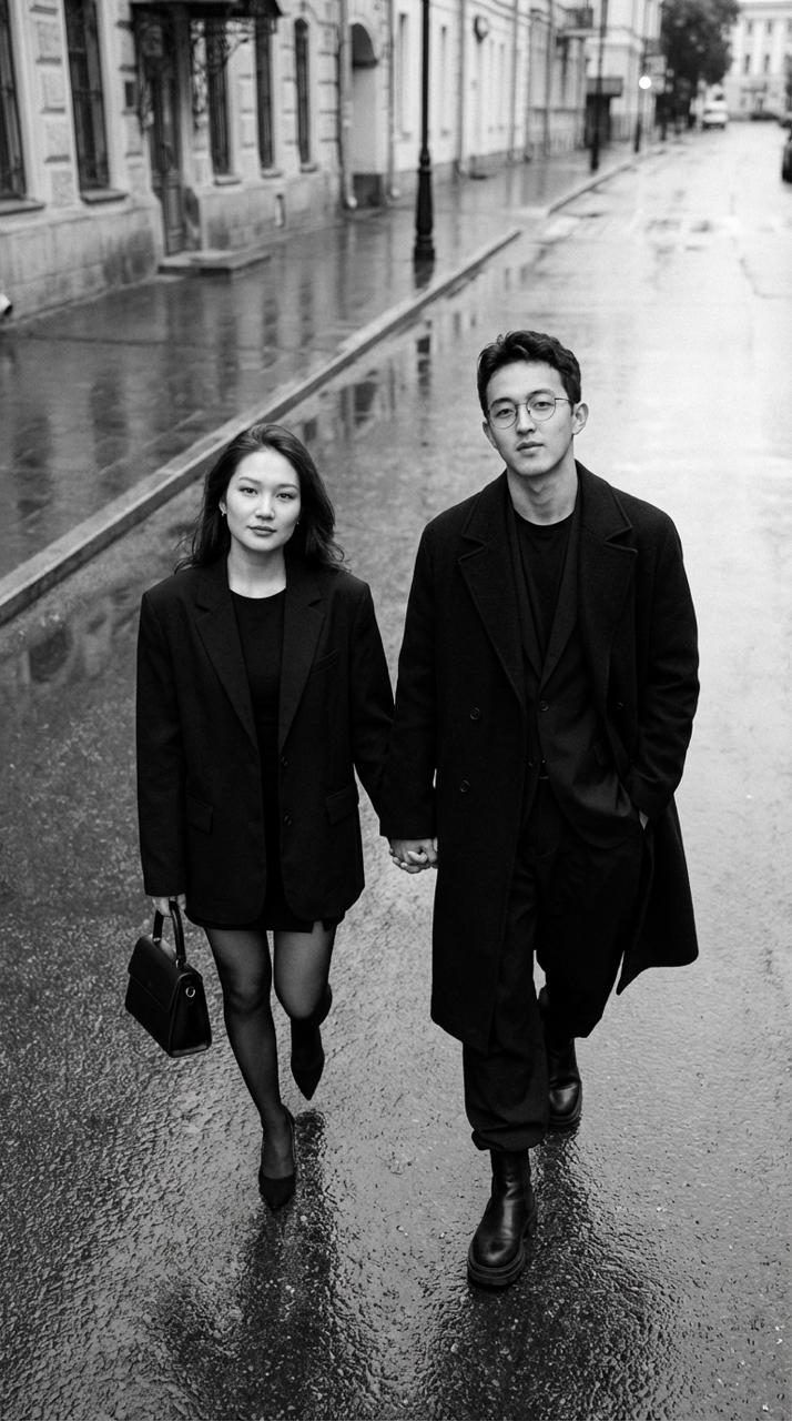 Stylish Couple Black White Street