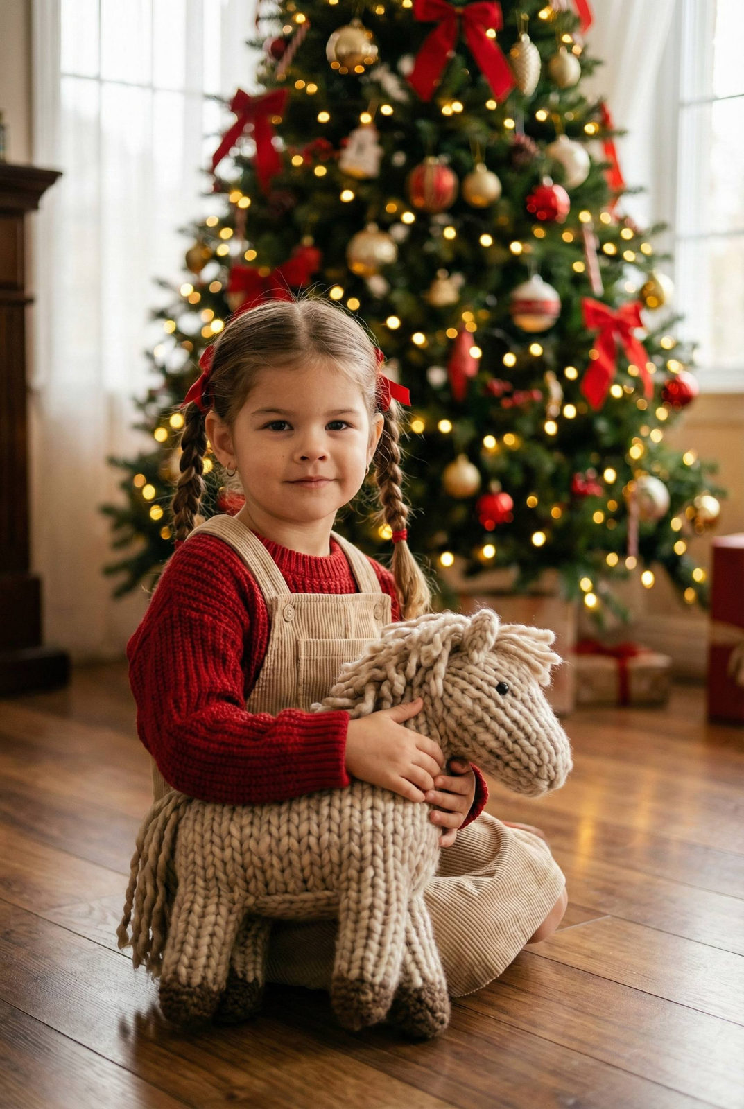 Christmas Girl with Knitted Horse