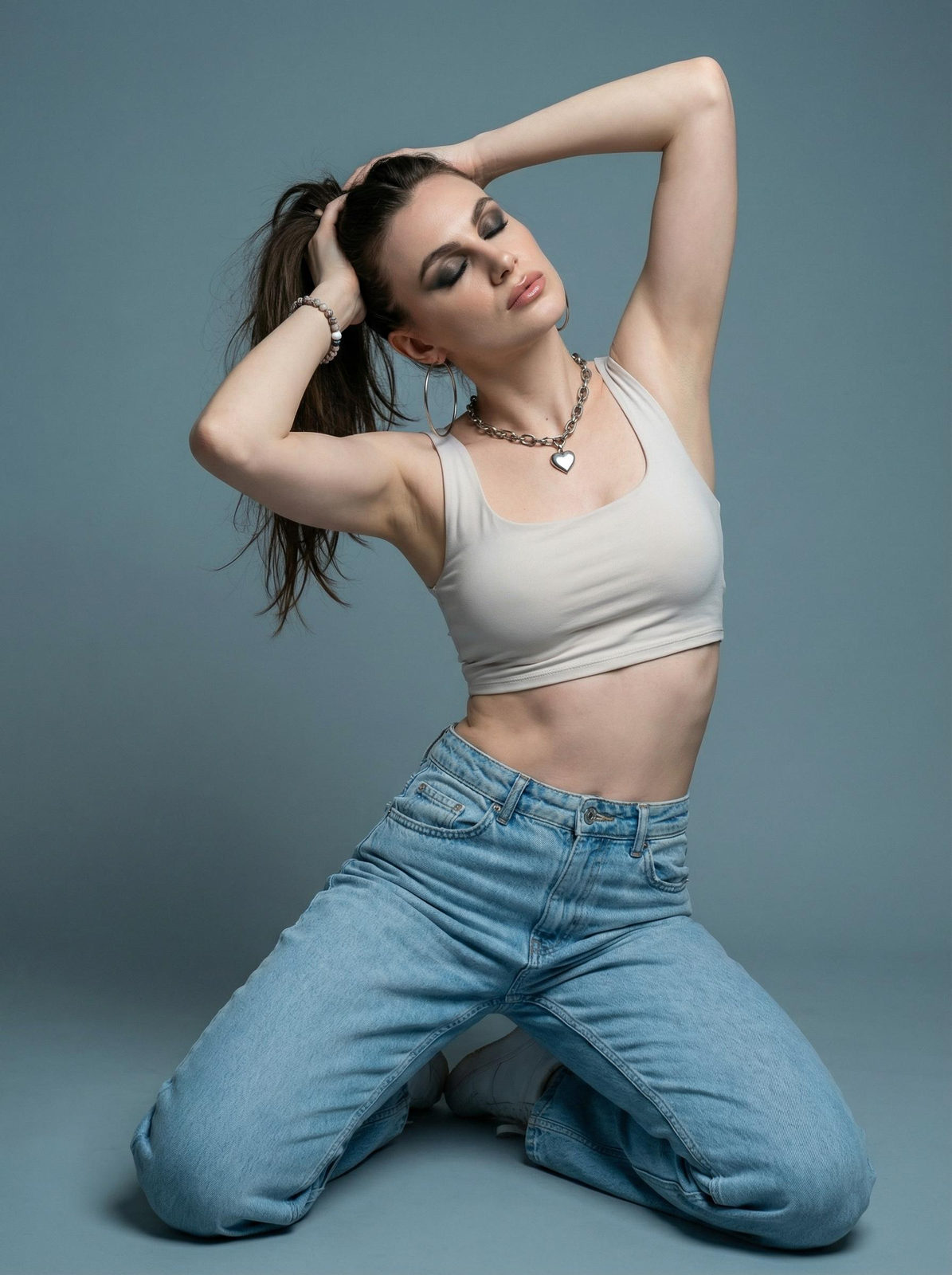 Minimalist Studio Kneeling Portrait