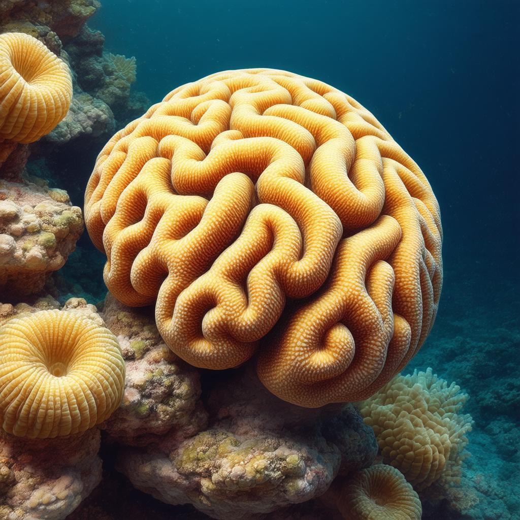 Brain Coral Vector Art in Golden Light