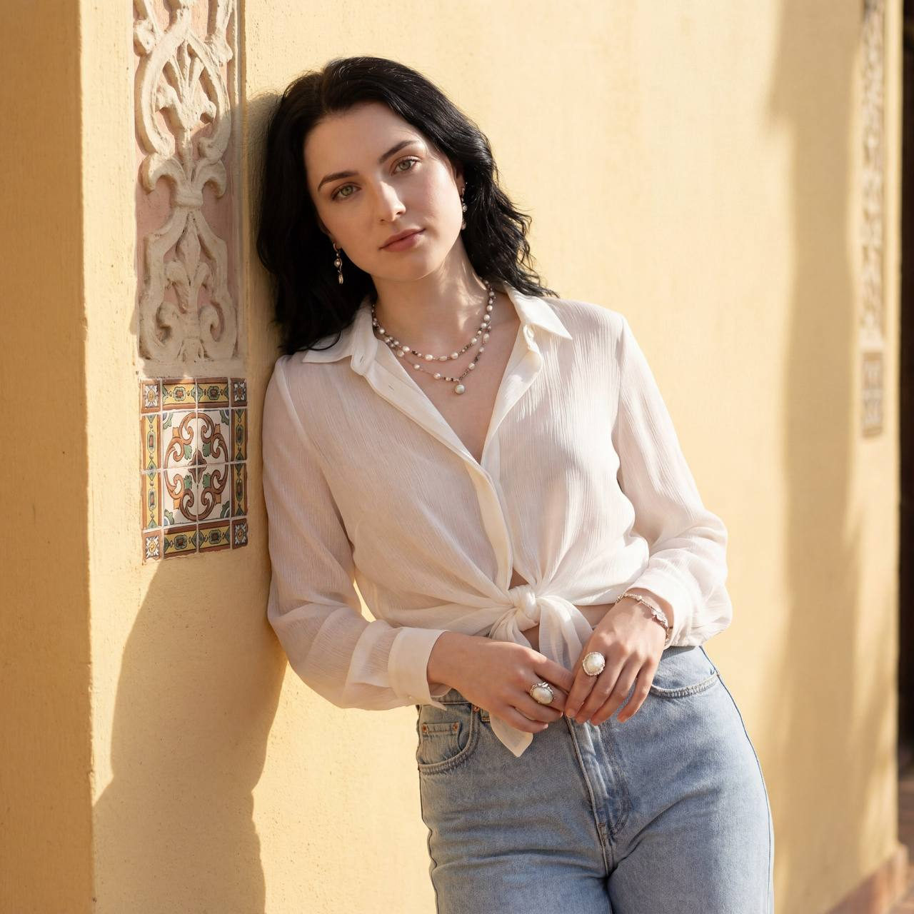 Sunlit Woman Relaxed Portrait
