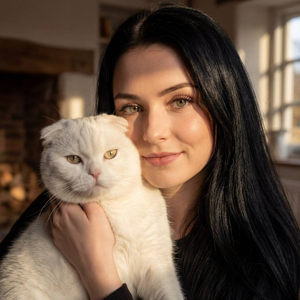 Golden Hour Girl Hugging Cat