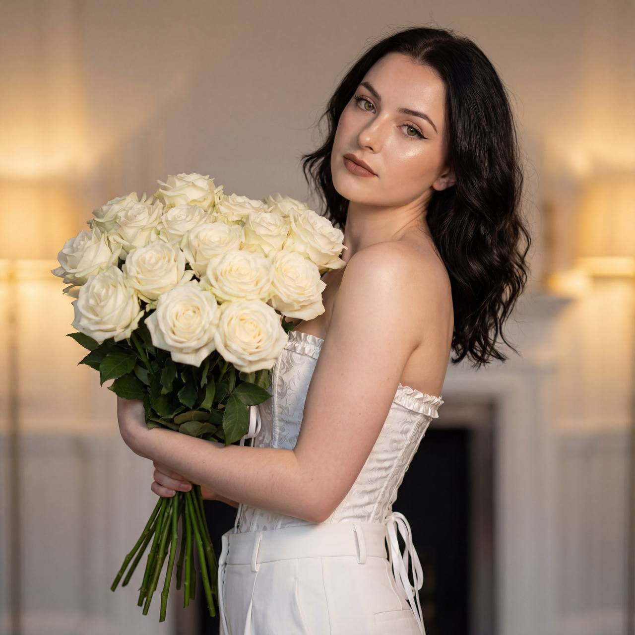 White Roses Corset Portrait