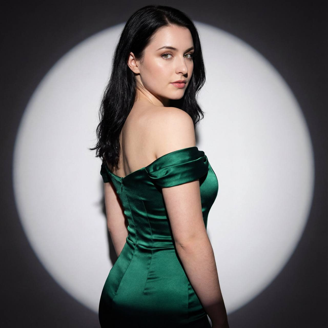 Green Satin Seduction Gaze