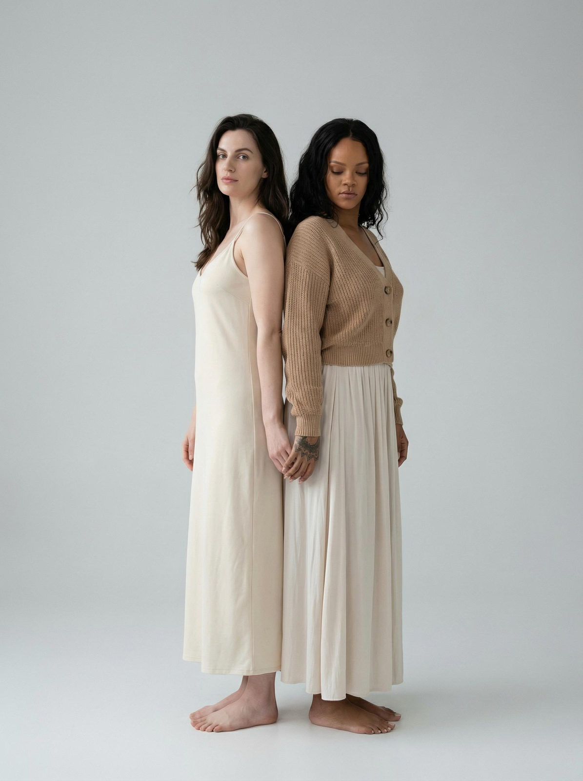 Two Women Back to Back in Studio